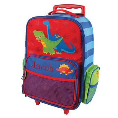 Kids Rolling Luggage with Embroiderd name and Dinosaur artwork