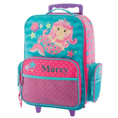 Kids Rolling Luggage with Embroiderd name and Mermaid artwork