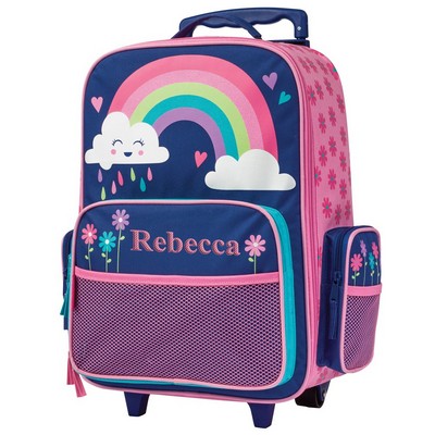 Kids Rolling Luggage with Embroiderd name and Rainbow artwork