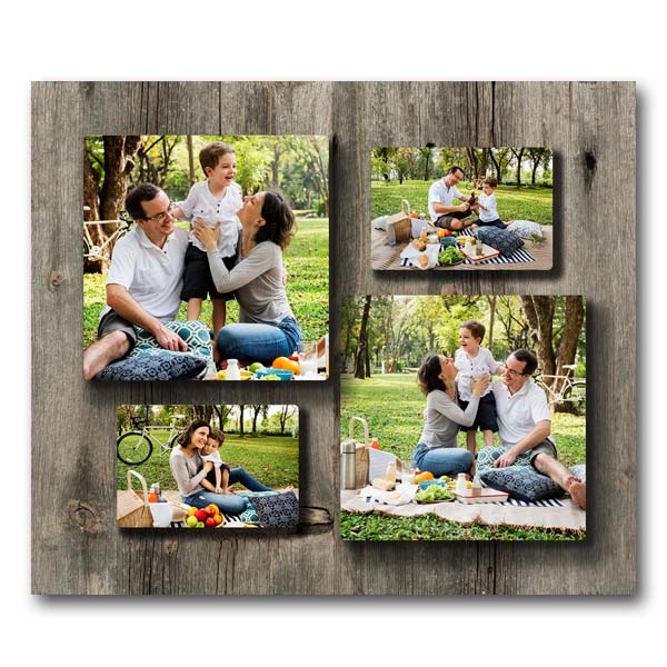 Barnwood meshes metal and wood and displays your warm memories in a rustic way