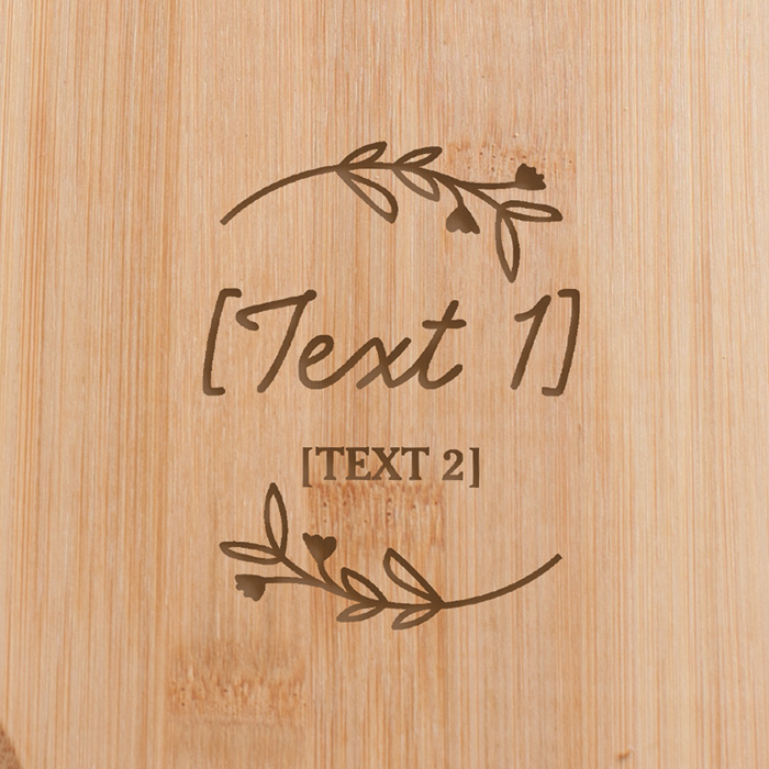 Bamboo Etched Cutting Board with large text and small text
