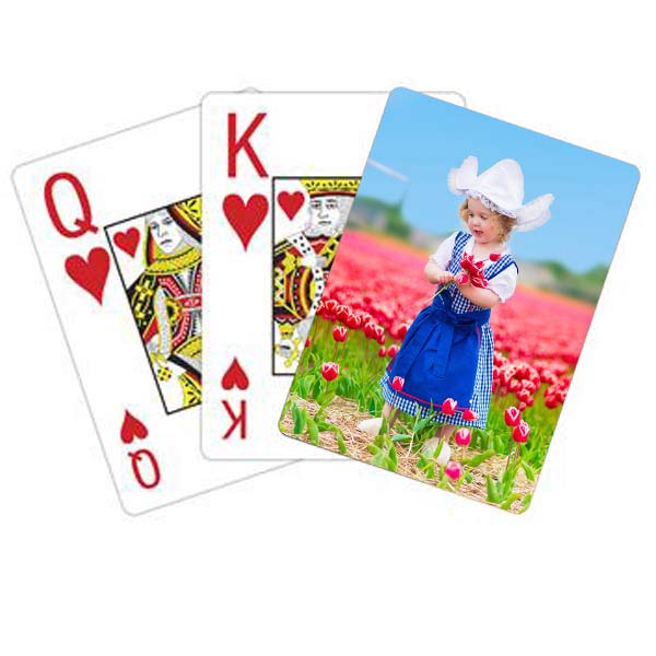 Create photo personalized playing cards with jumbo print, great for those with eye sight issues