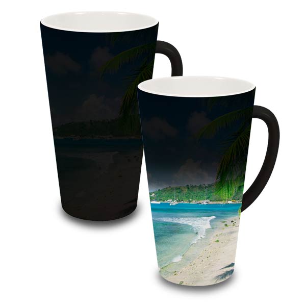 Create a large 17oz latte mug that changes color when hot liquid is added