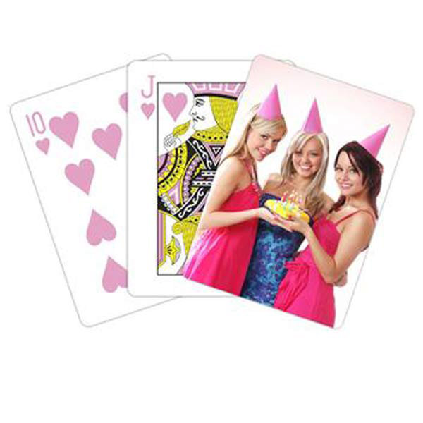Create personalized pink playing cards for her or for party favors, custom pink cards