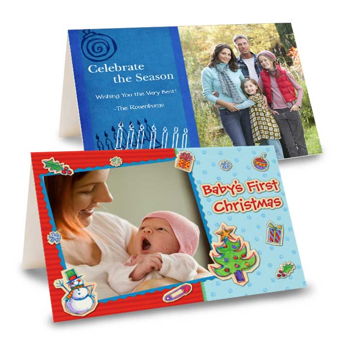 Create you own folded holiday cards using pictures to share your story