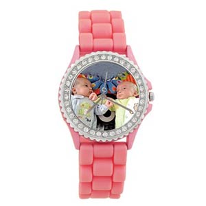 Custom Photo Pink Silicone Watch