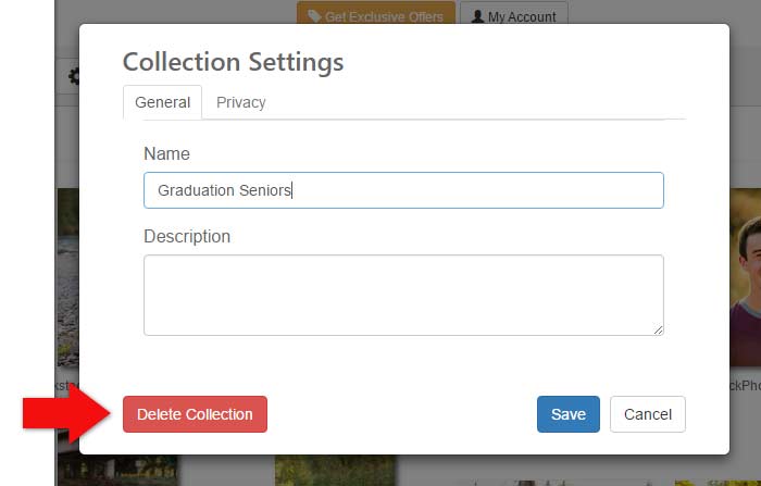Delete photos from your MyPix2 Photo Collections