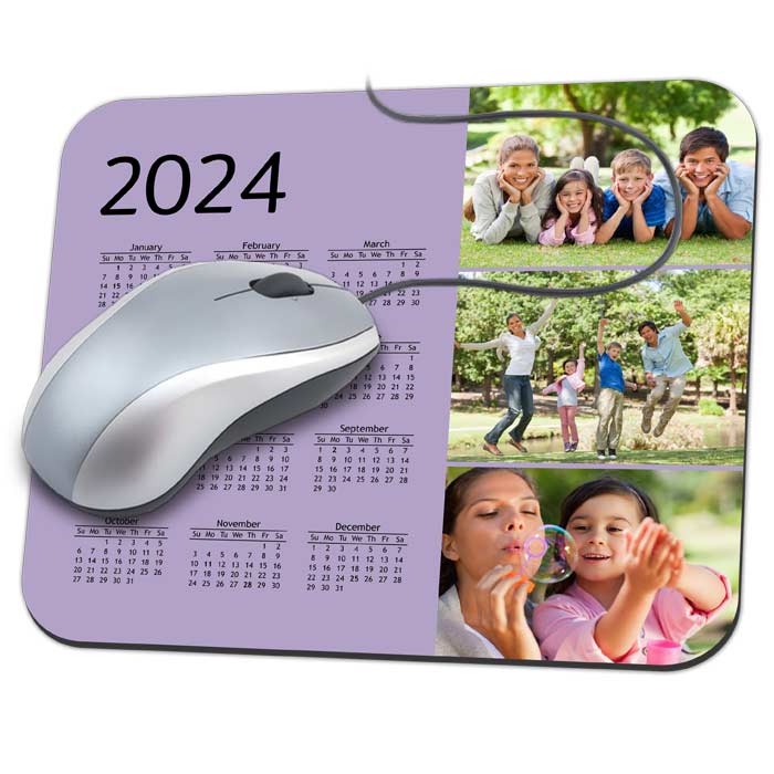 Add your photo and create a custom 2024 calendar mouse pad for your desk