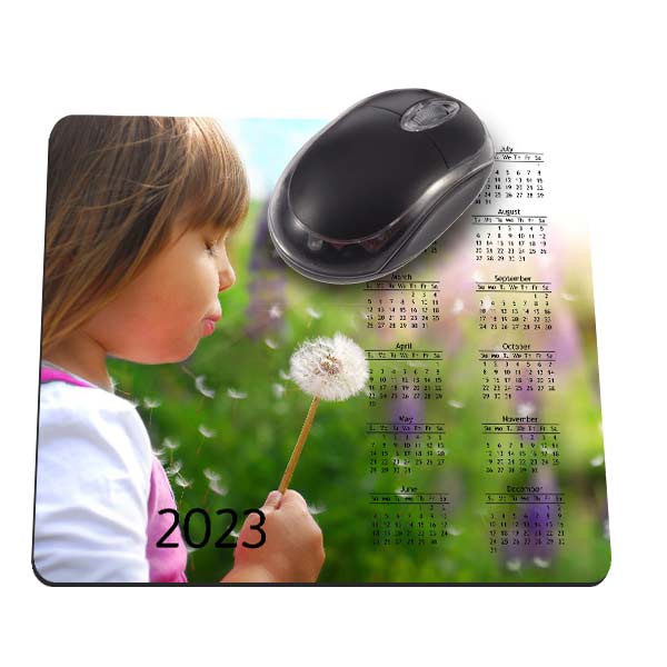 Choose from multiple designs and create a custom mouse pad with calendar 2023 for your desk