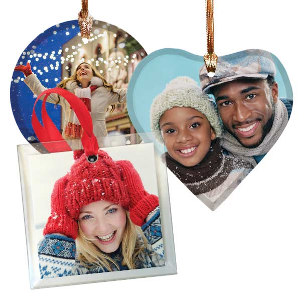 Your photo on beveled glass ornament for the holiday