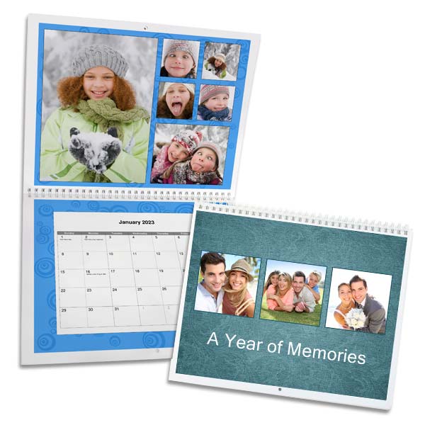 Relive a favorite memory each month and create your own custom spiral bound wall calendar.
