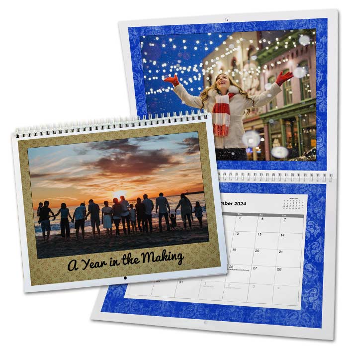 Relive a favorite memory each month and create your own custom spiral bound wall calendar.