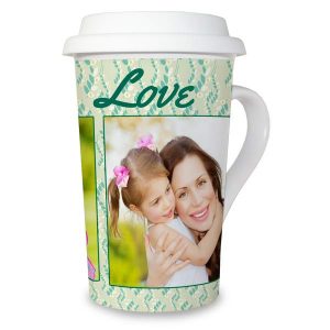 Add your own photo and text to a latte mug for your morning brew