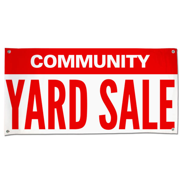 2x3 COMMUNITY YARD SALE Black & White Banner Sign Discount Size & Price 