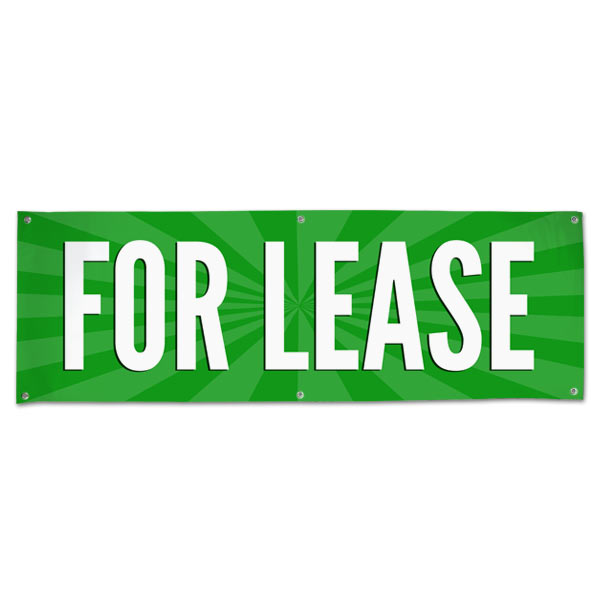 Lease your space and announce it to all with an easy to read banner green For Lease Banner size 6x2
