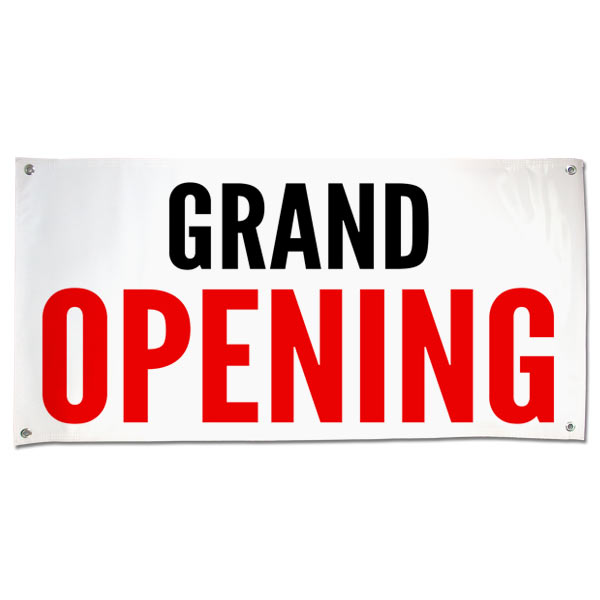 Announce the opening of your business with a clean and simple grand opening banner size 4x2