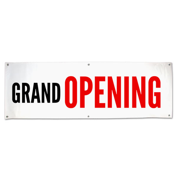 Announce the opening of your business with a clean and simple grand opening banner size 6x2