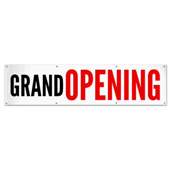 Announce the opening of your business with a clean and simple grand opening banner size 8x2