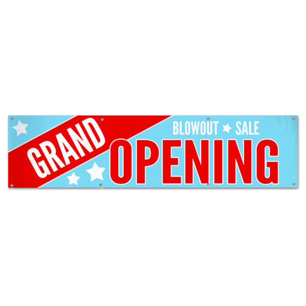 Your Business is open and ready for customers, let everyone know with a Grand Opening Blowout Sale Banner size 8x2