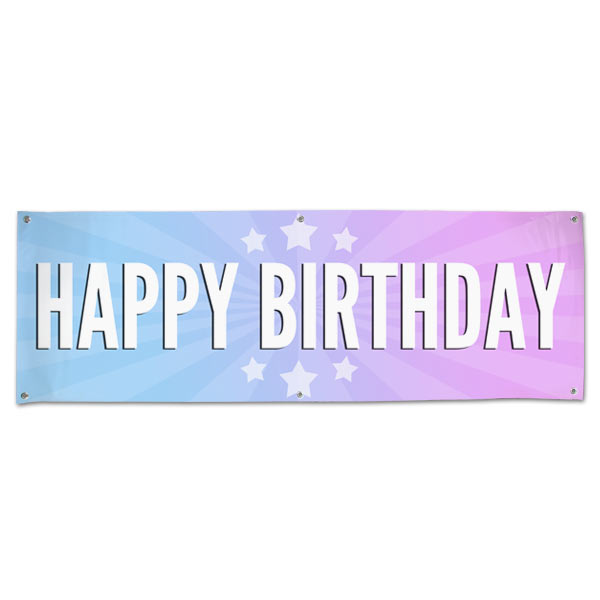 Celebrate your next birthday party and decorate in style with a bright Happy Birthday starburst banner size 6x2