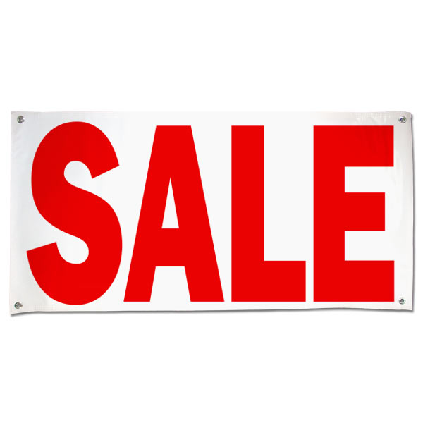 Perfect for a road side business, this indoor outdoor banner announces your Sale message large 4x2