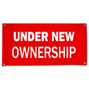 Let your customers know that things have changed for the better with an Under new Ownership banner size 4x2