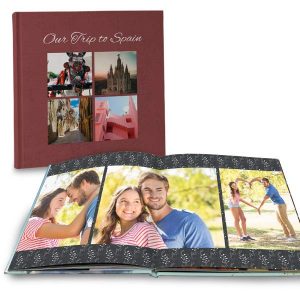 Create a vacation book or anniversary book with our large square lay flat photo books