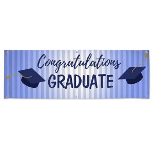Congratulations Banner for Graduates with a blue theme