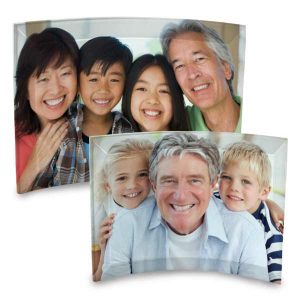Add color to your home shelved with a curved glass print of your family