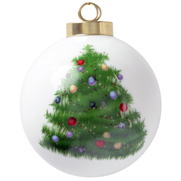 Create a custom photo ornament with holiday Christmas tree art and your photo