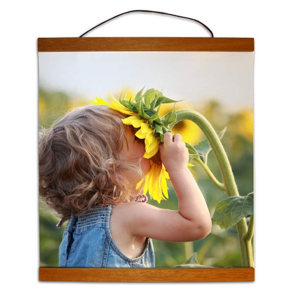Create your own hanging photo art with hanging photo canvas with wood trim