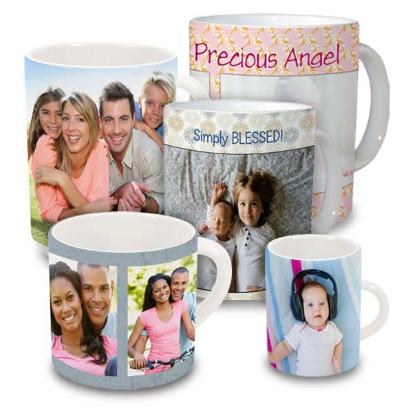 Create a classic white ceramic photo mug with your own personalized photo art