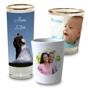 Create party favors and celebrate with personalized Shot Glasses