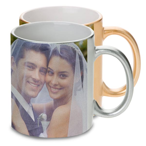 Elegant metallic mug available in silver and gold are perfect for special events and memories