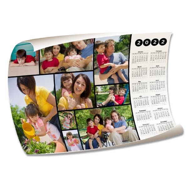 Create a single page 2022 poster calendar with photos