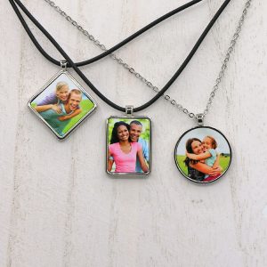 Photo necklaces are a perfect gift for mom or children, just add your photo
