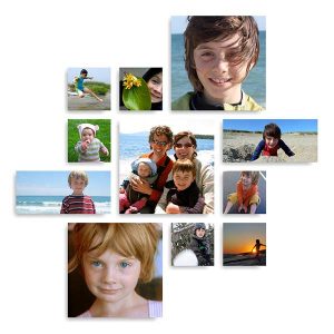 Photo Collage displays by CollageWall look great on any wall in any space