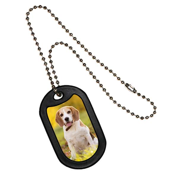 Photo dog tag necklaces with full color front and back printing