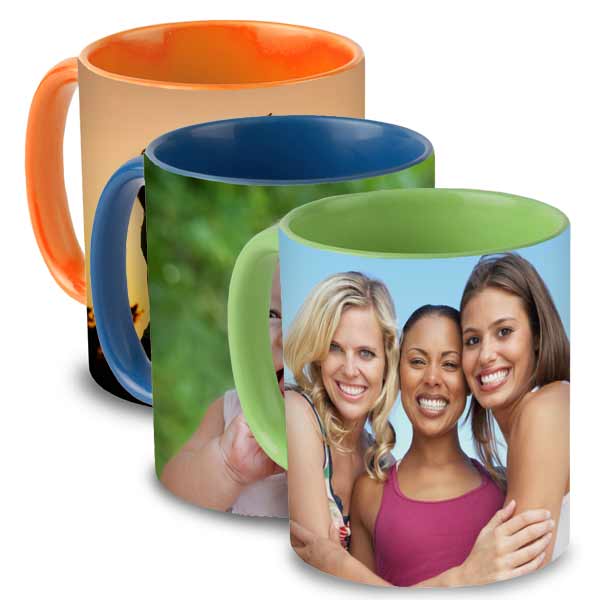 Bright and vibrant, create custom color accent mugs to show off your best memories