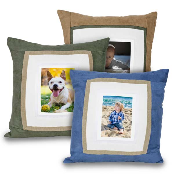Add your photo to a new heirloom with a suede photo pillow