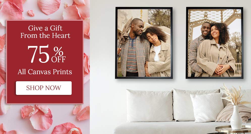 Print a special moment shared with a loved one on canvas and save 75 percent